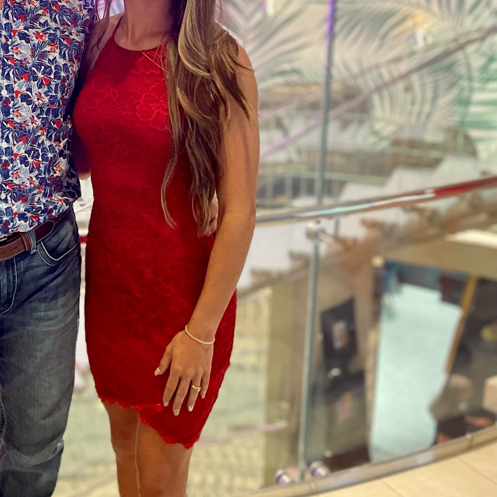 Elegant Red Lace Dress